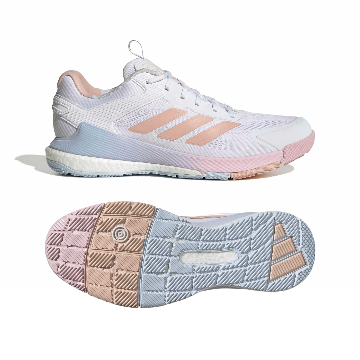 Adidas Netcourt Elite Netball Shoes: White/Pink