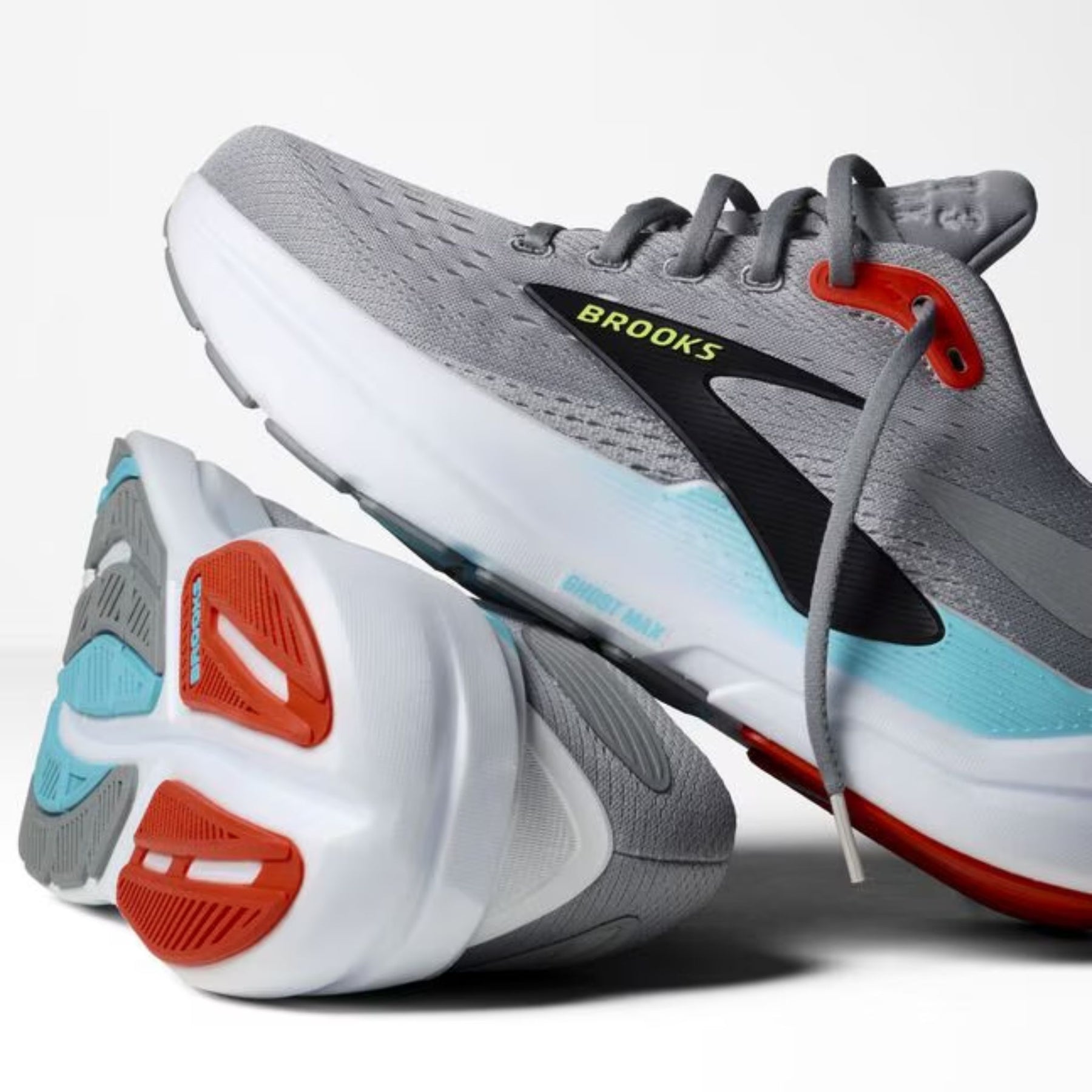 Brooks Ghost Max 3 Mens Running Shoes: Primer Grey/Antarctica/Red