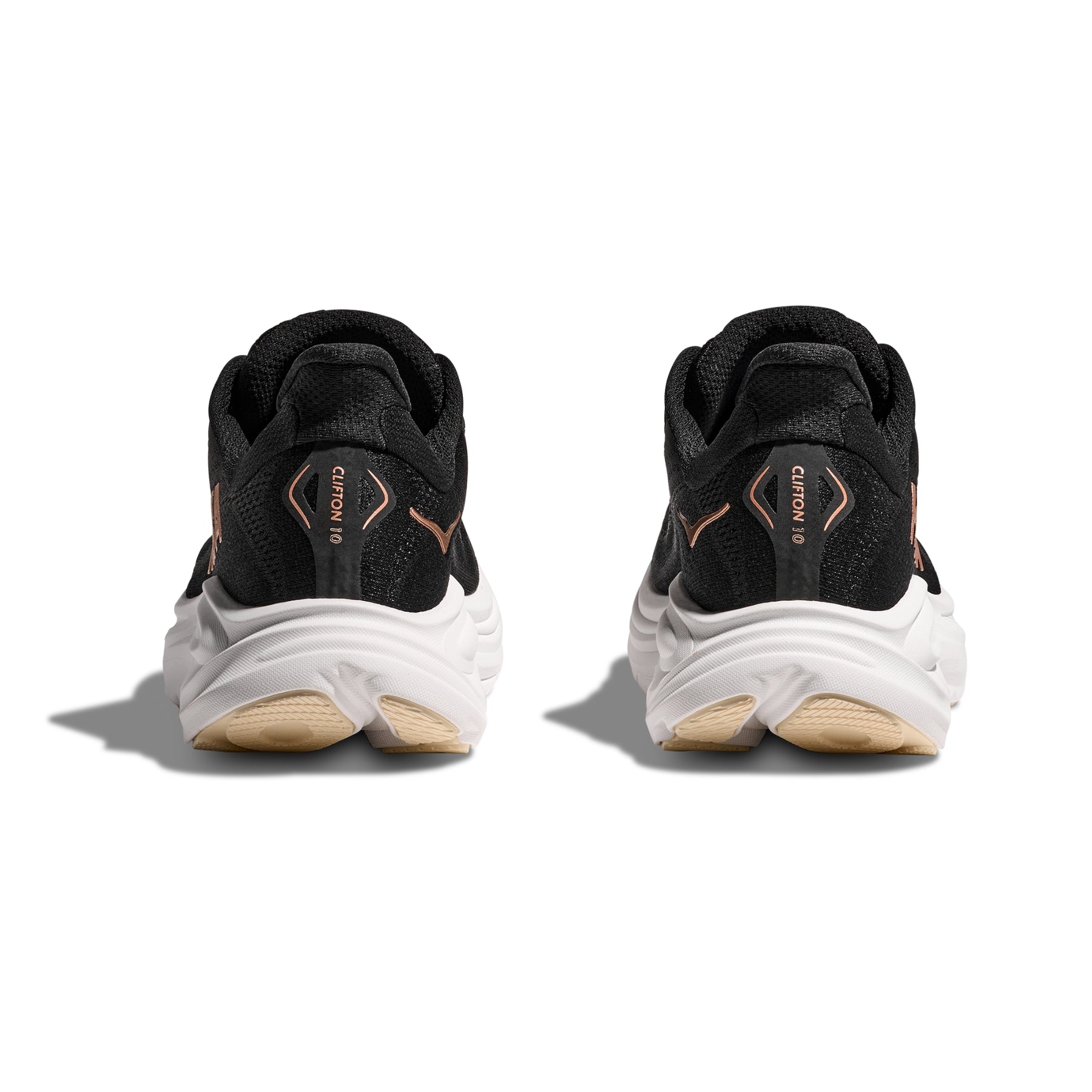Hoka Clifton 10 Womens Running Shoes: Black/Rose Gold