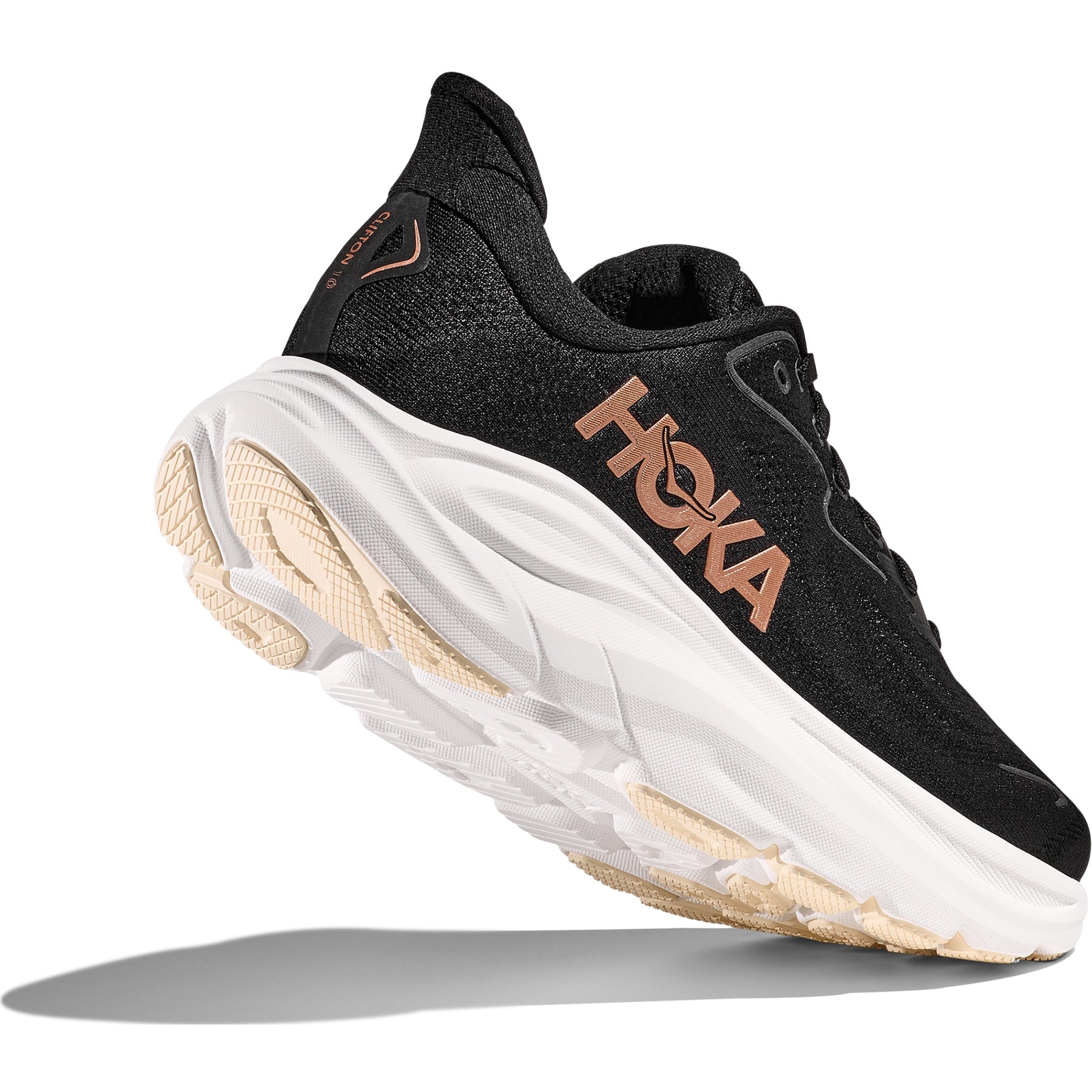 Hoka Clifton 10 Womens Running Shoes: Black/Rose Gold