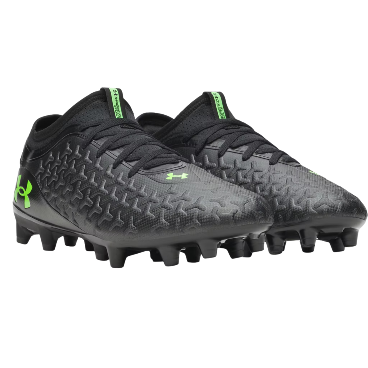 Under Armour Magnetico Select 6 FG Football Shoes: Metallic Black/Hyper Green