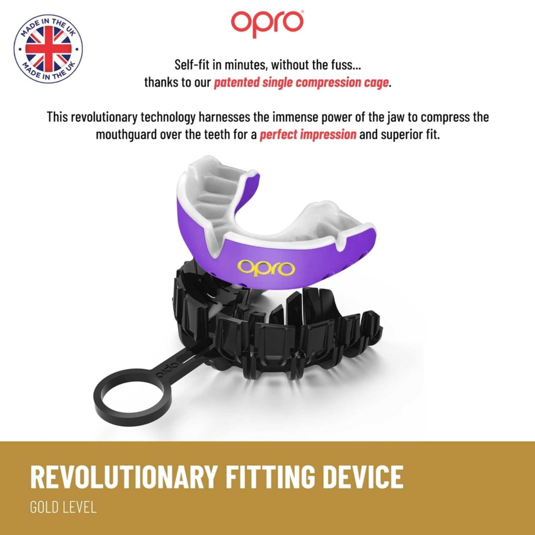 Opro Gold Self-Fit Junior Mouthguard: Black/Gold