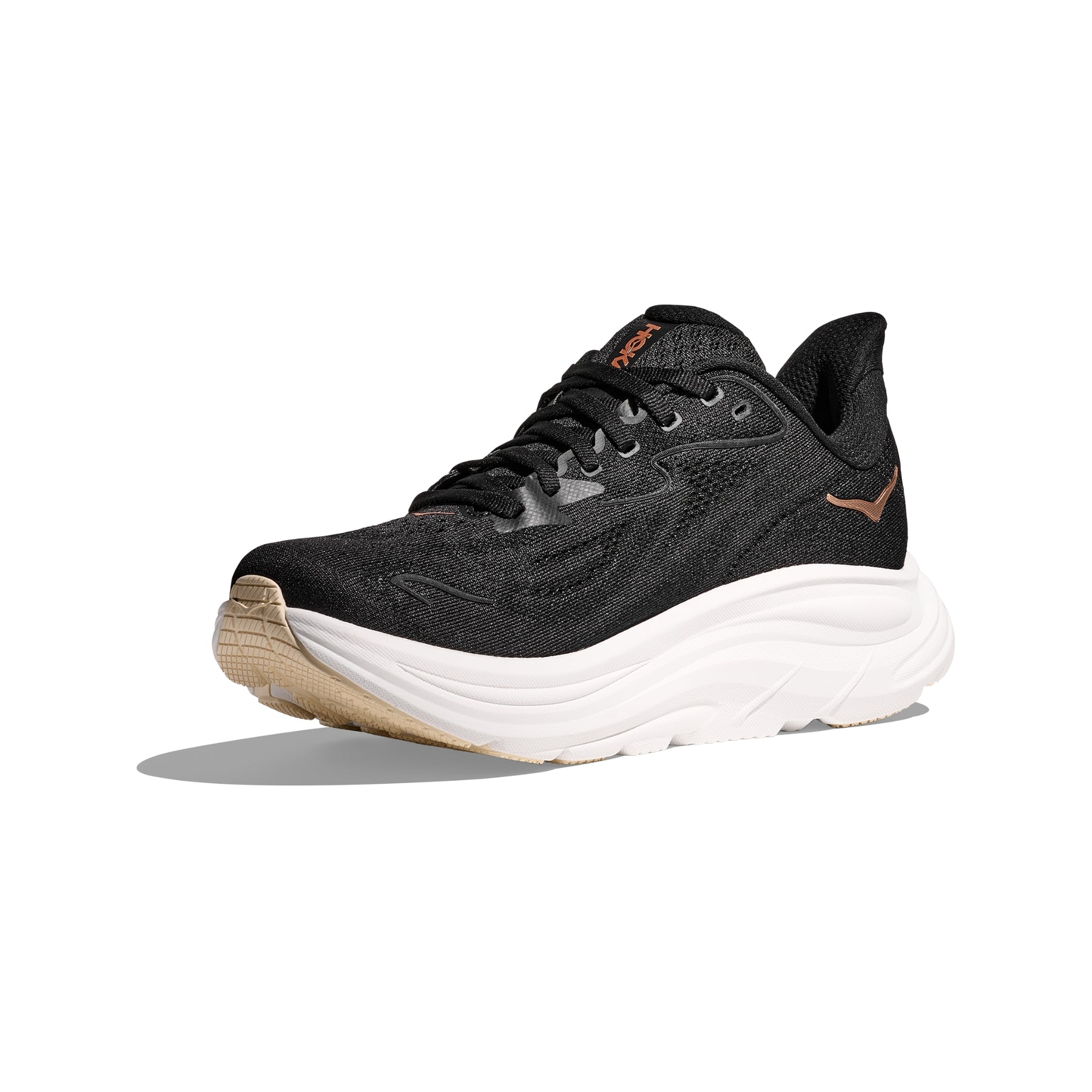 Hoka Clifton 10 Womens Running Shoes: Black/Rose Gold