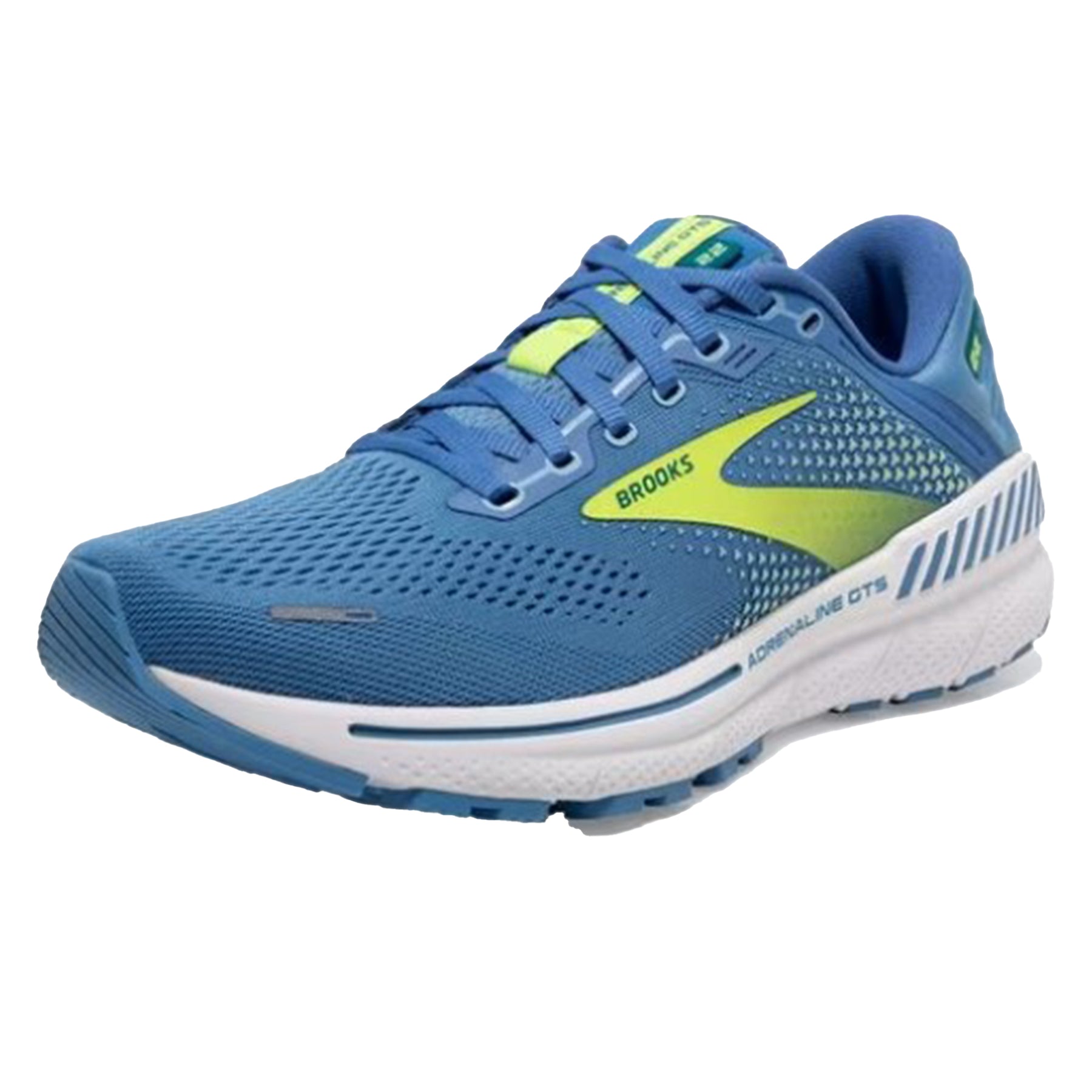 Brooks Adrenaline GTS 22 Womens Running Shoes: Silver Lake Blue/Green/White