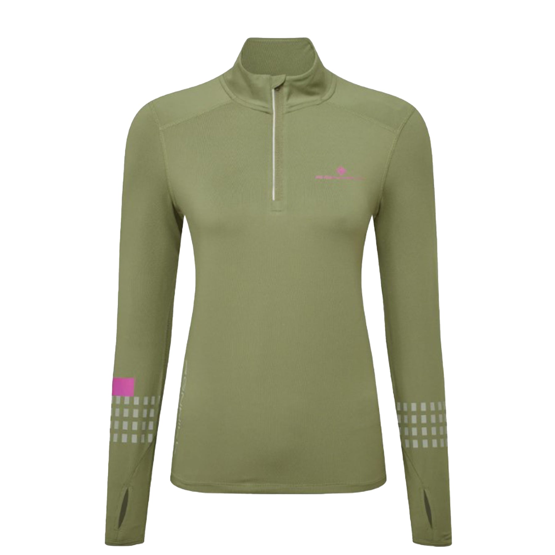 Ronhill Womens Tech Afterhours 1/2 Zip Tee: Woodland/Thistle