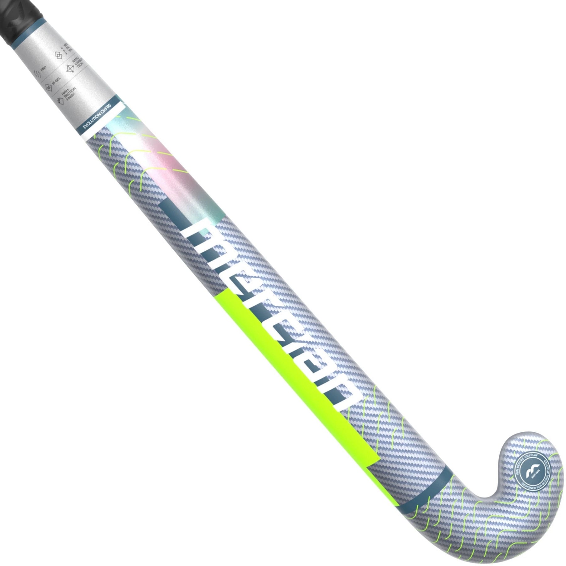 Mercian Evolution CKF85 Pro Hockey Stick: Silver Carbon/Lime