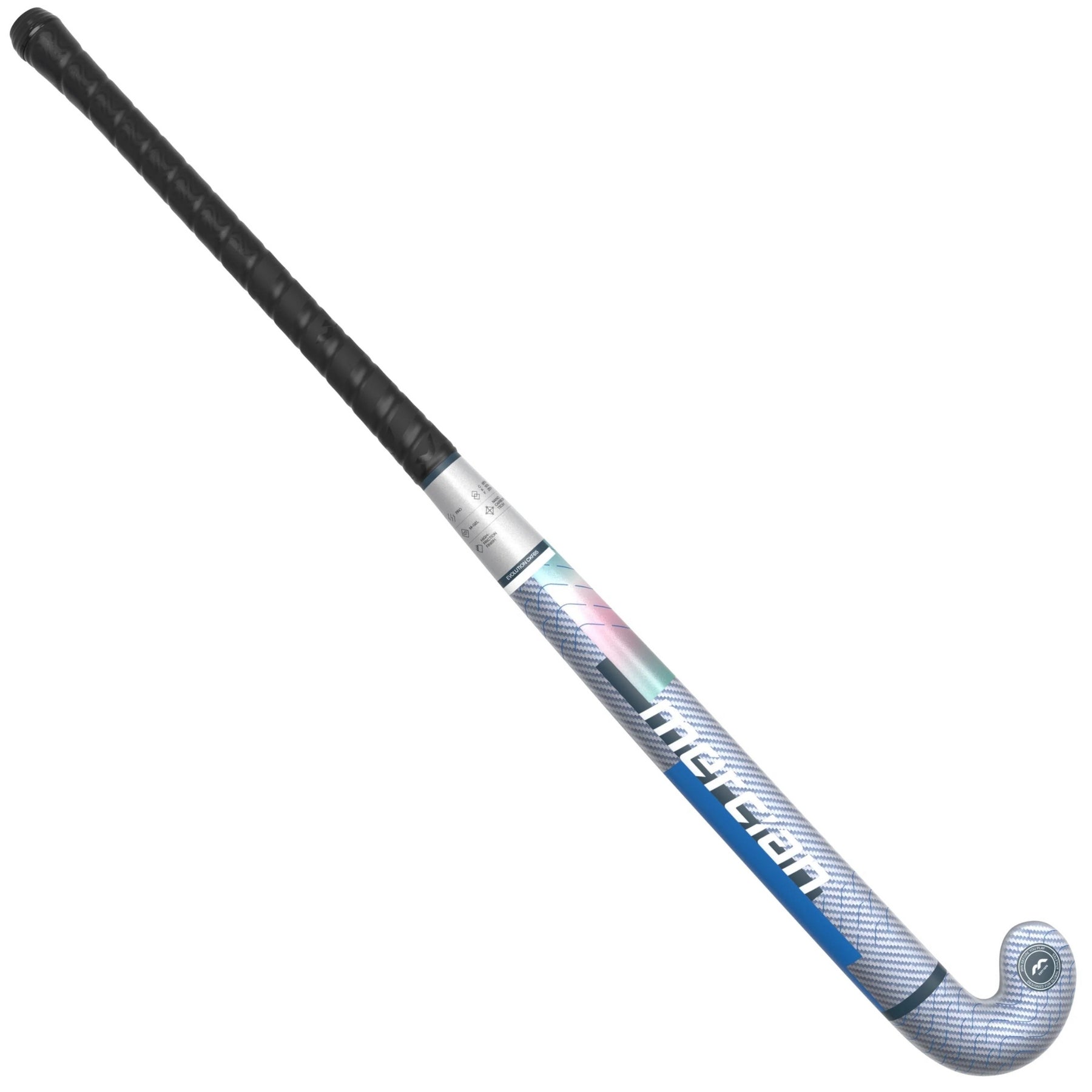 Mercian Evolution CKF65 Pro Hockey Stick: Silver Carbon/Royal