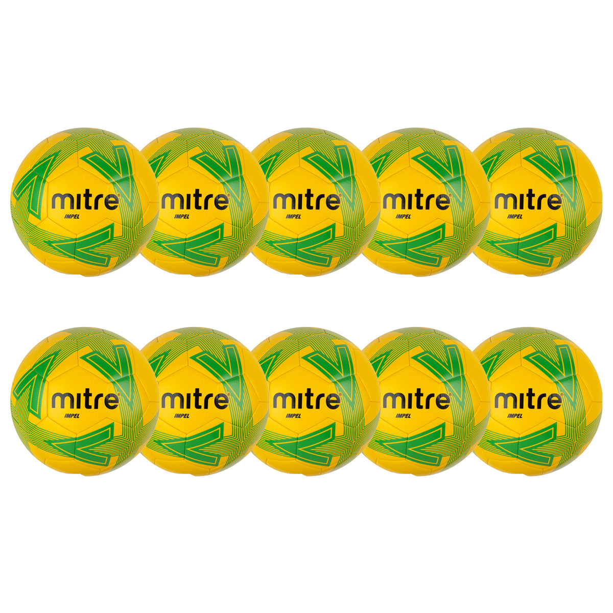 Mitre Impel Football (Pack of 10): Yellow Green