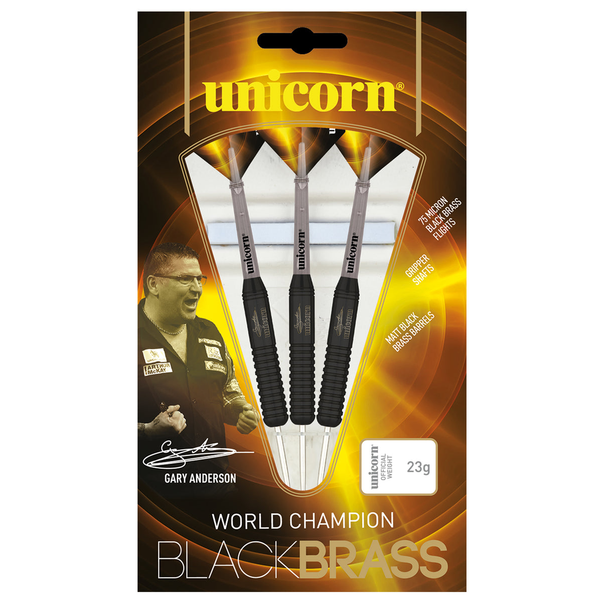 Unicorn Gary Anderson World Champion Black Brass Darts