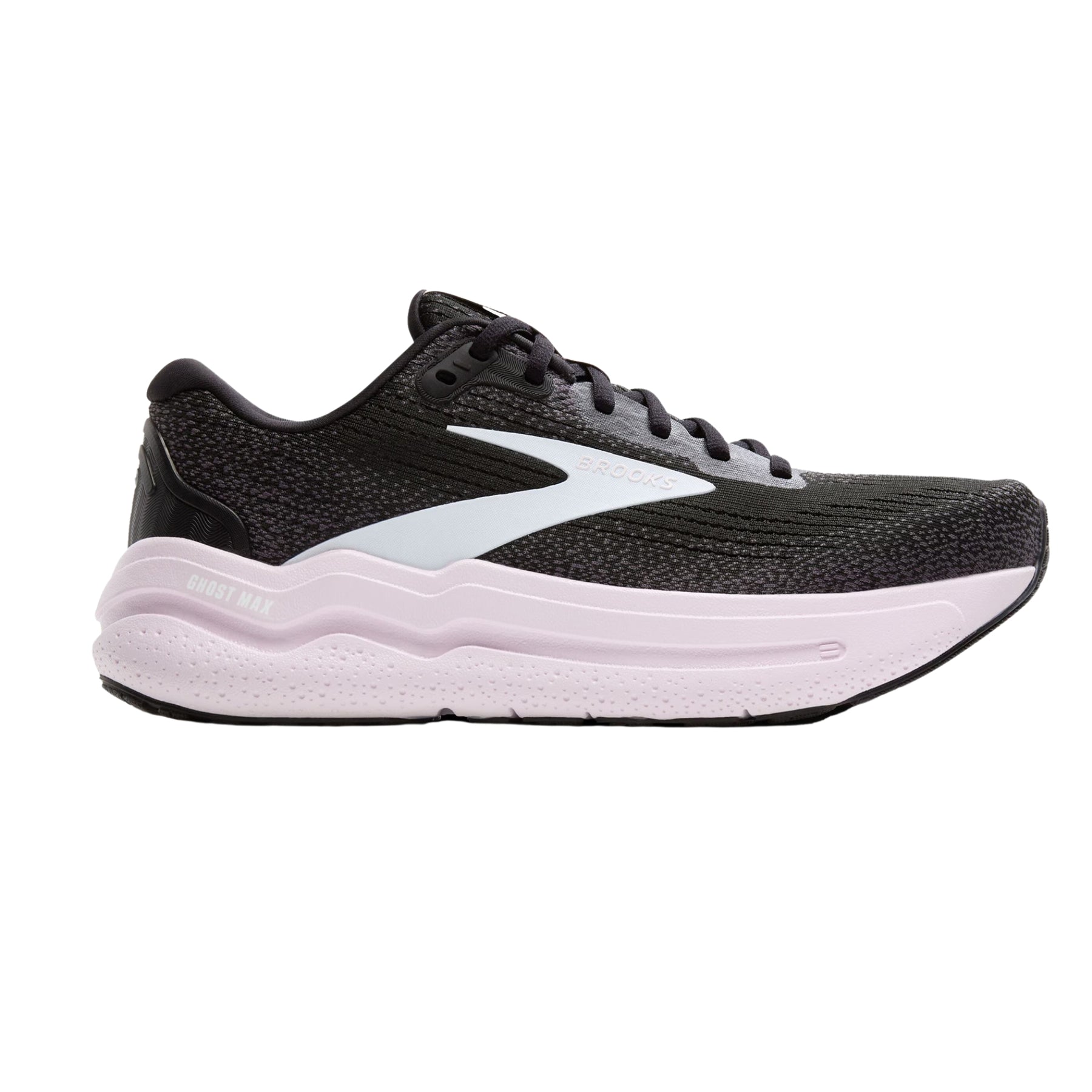 Brooks Ghost Max 2 Womens Running Shoes: Black/White/Orchid Ice