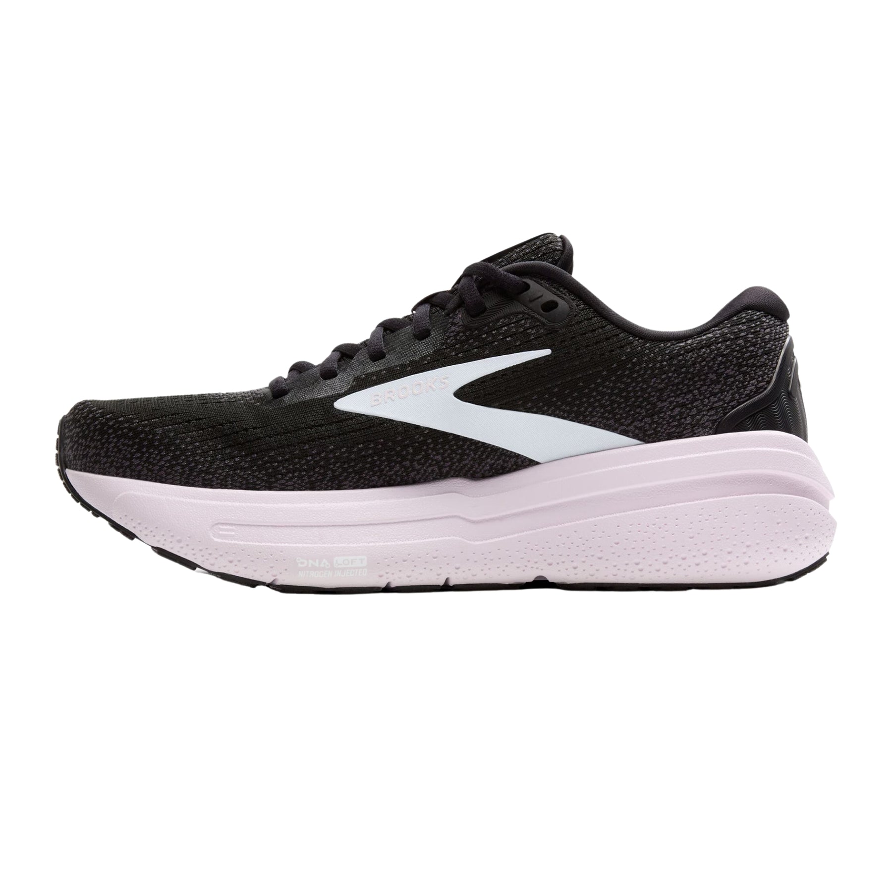 Brooks Ghost Max 2 Womens Running Shoes: Black/White/Orchid Ice