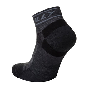 Hilly Trail Quarter Med Running Socks: Charcoal/Black