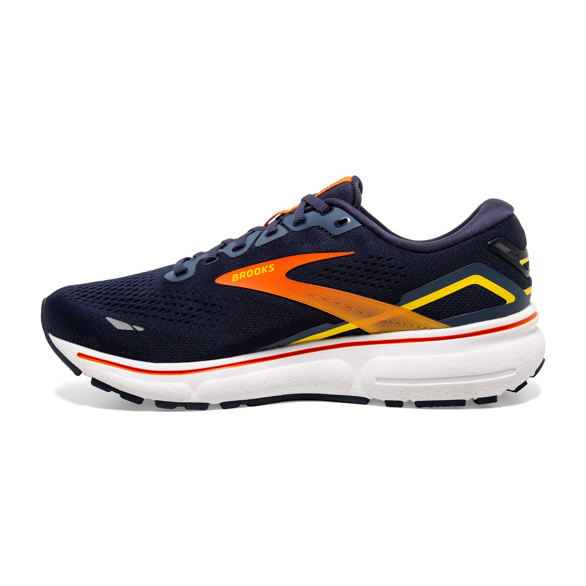 Brooks Ghost 15 Mens Running Shoes: Peacoat/Red/Yellow