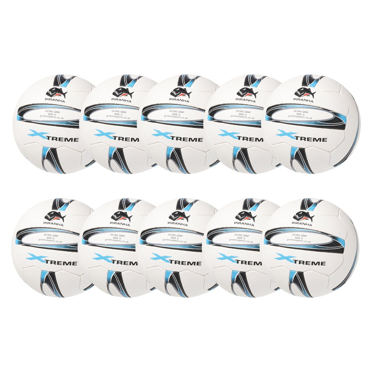 Piranha Xtreme Netball: White Pack of 10