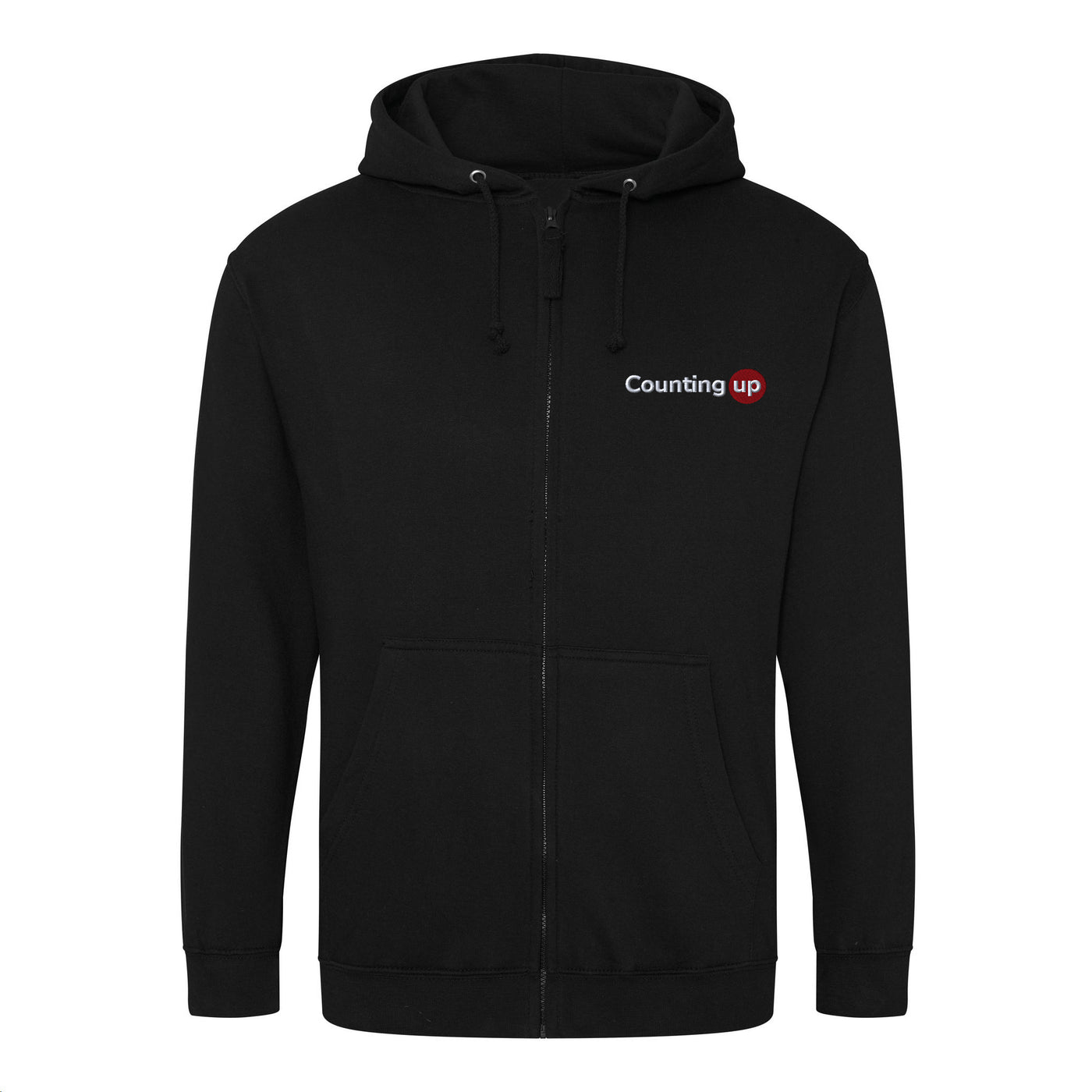 Counting Up Zipped Hoodie: Black