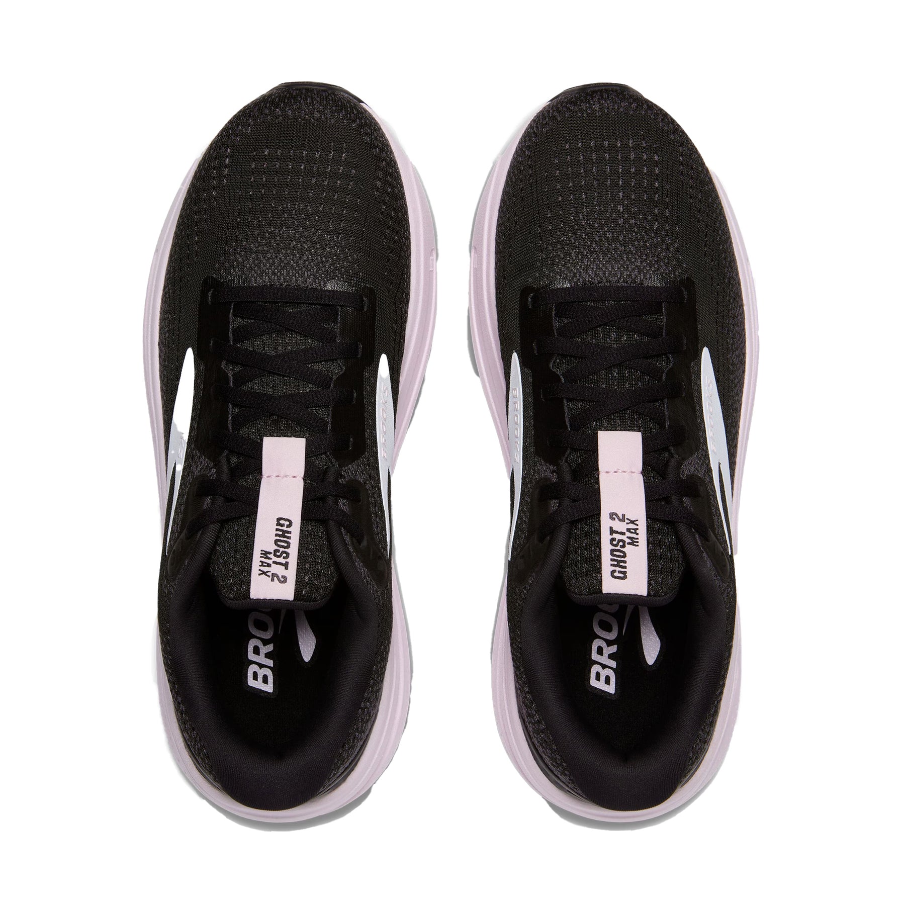 Brooks Ghost Max 2 Womens Running Shoes: Black/White/Orchid Ice