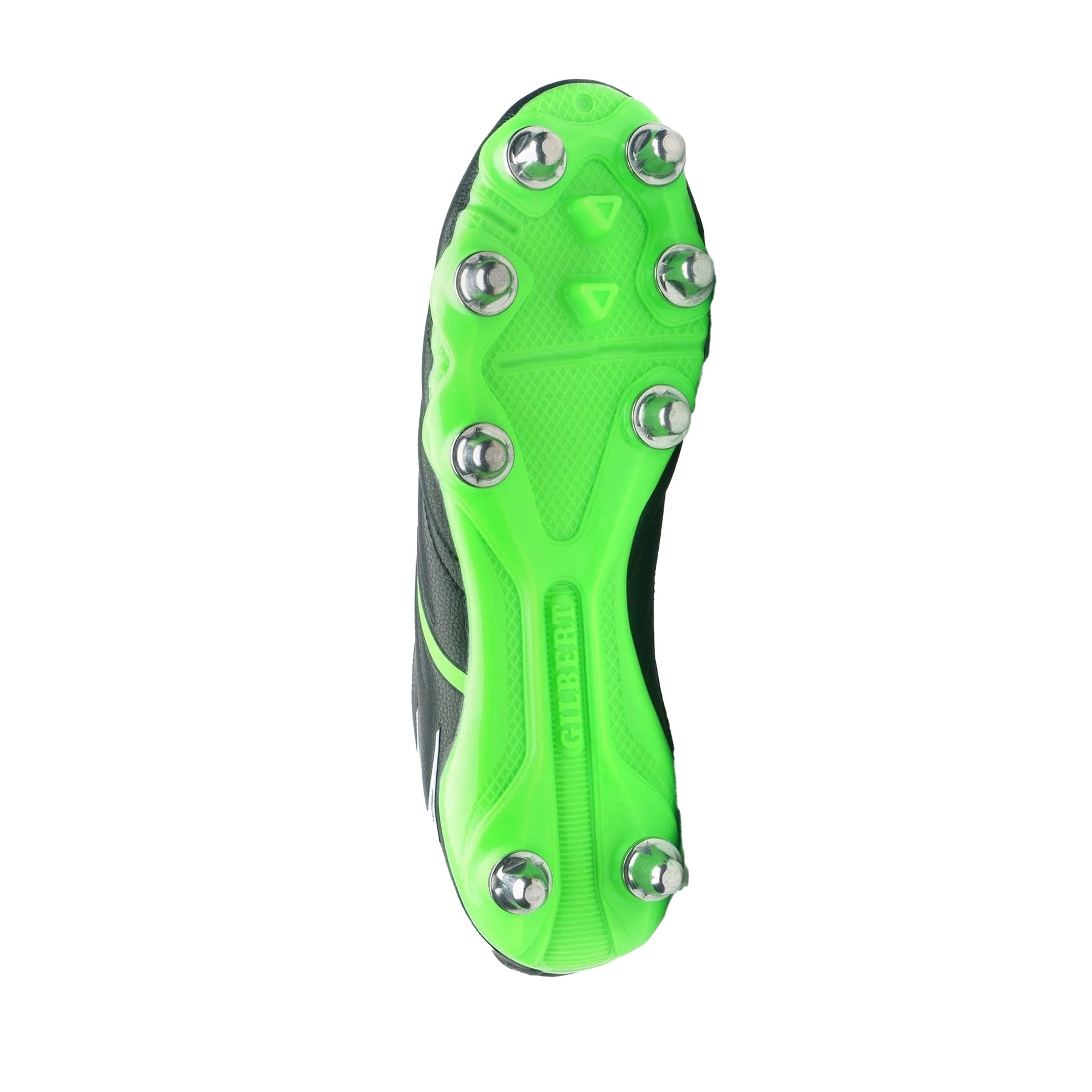 Gilbert Sidestep 8S X20 Power Rugby Boots: Black/Fluo Green