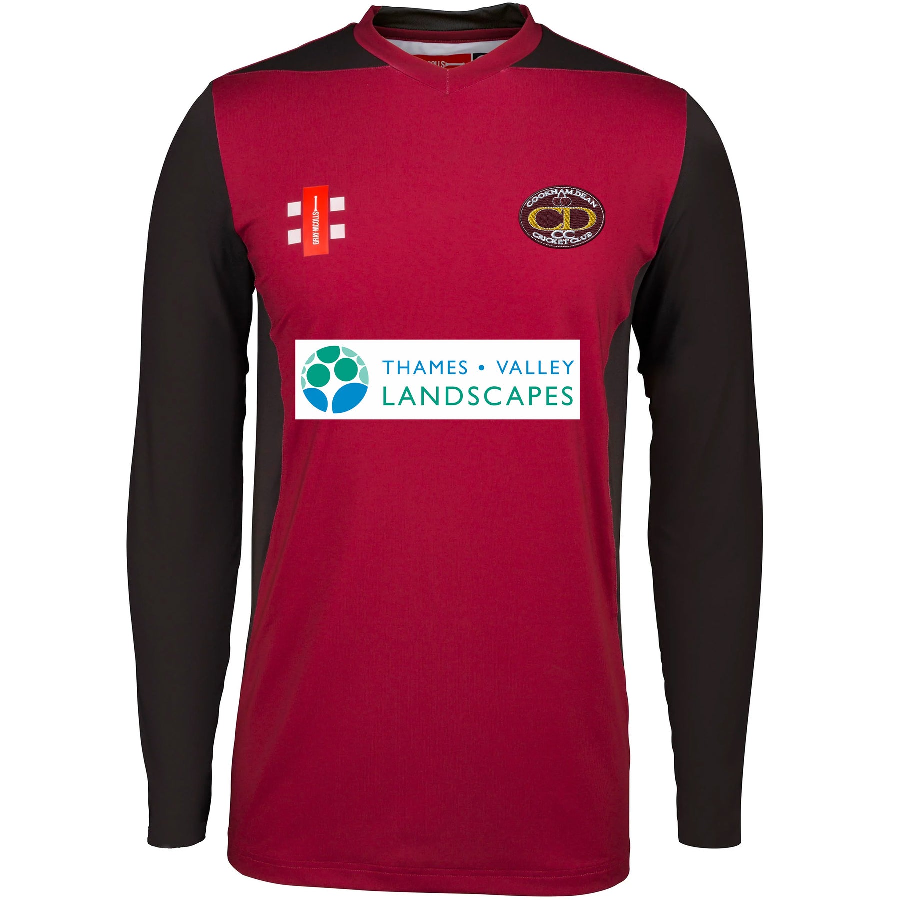 Cookham Dean CC Mens T20 Long Sleeve Shirt: Maroon/Black