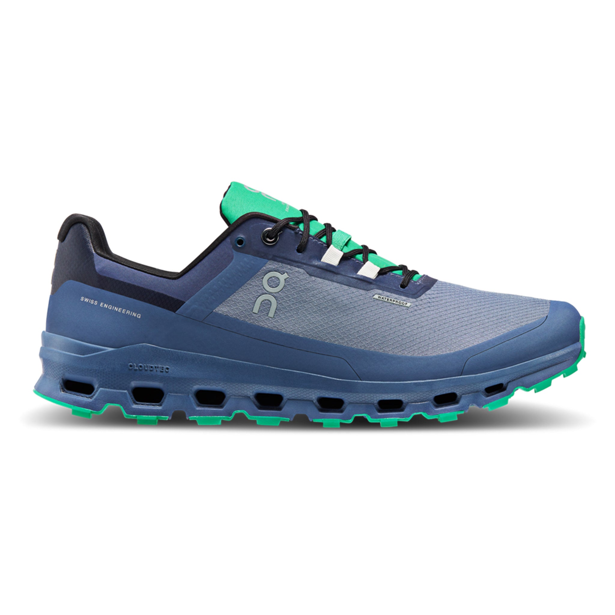 On Cloudvista Waterproof Mens Trail Shoes Metal/Denim