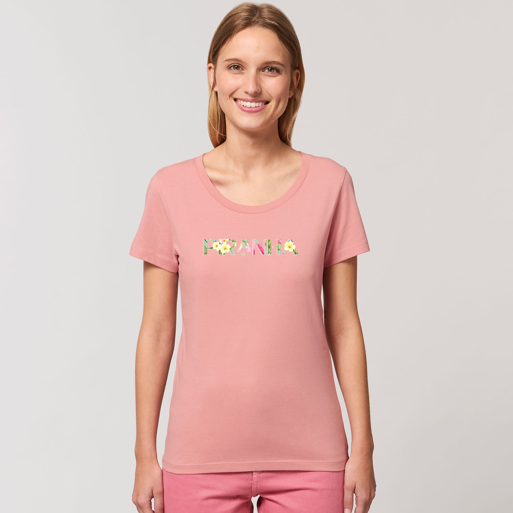 Piranha Lifestyle Womens Fitted T-Shirt: Canyon Pink (Floral)