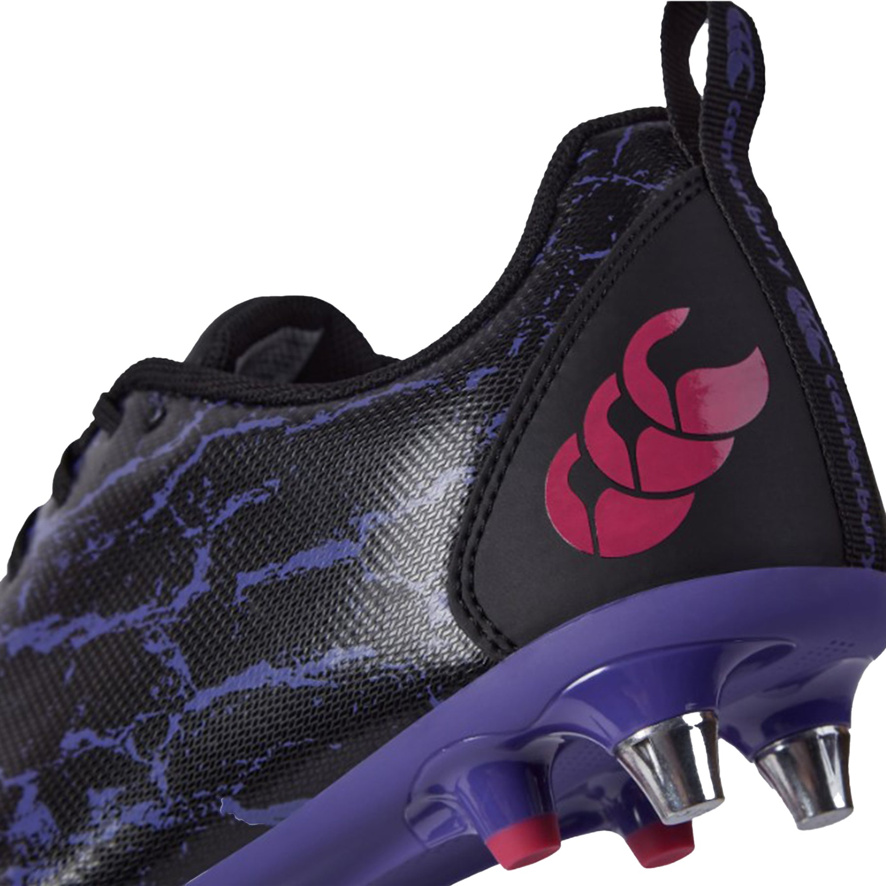 Canterbury Stampede Team Soft Ground Rugby Boots: Black/Purple