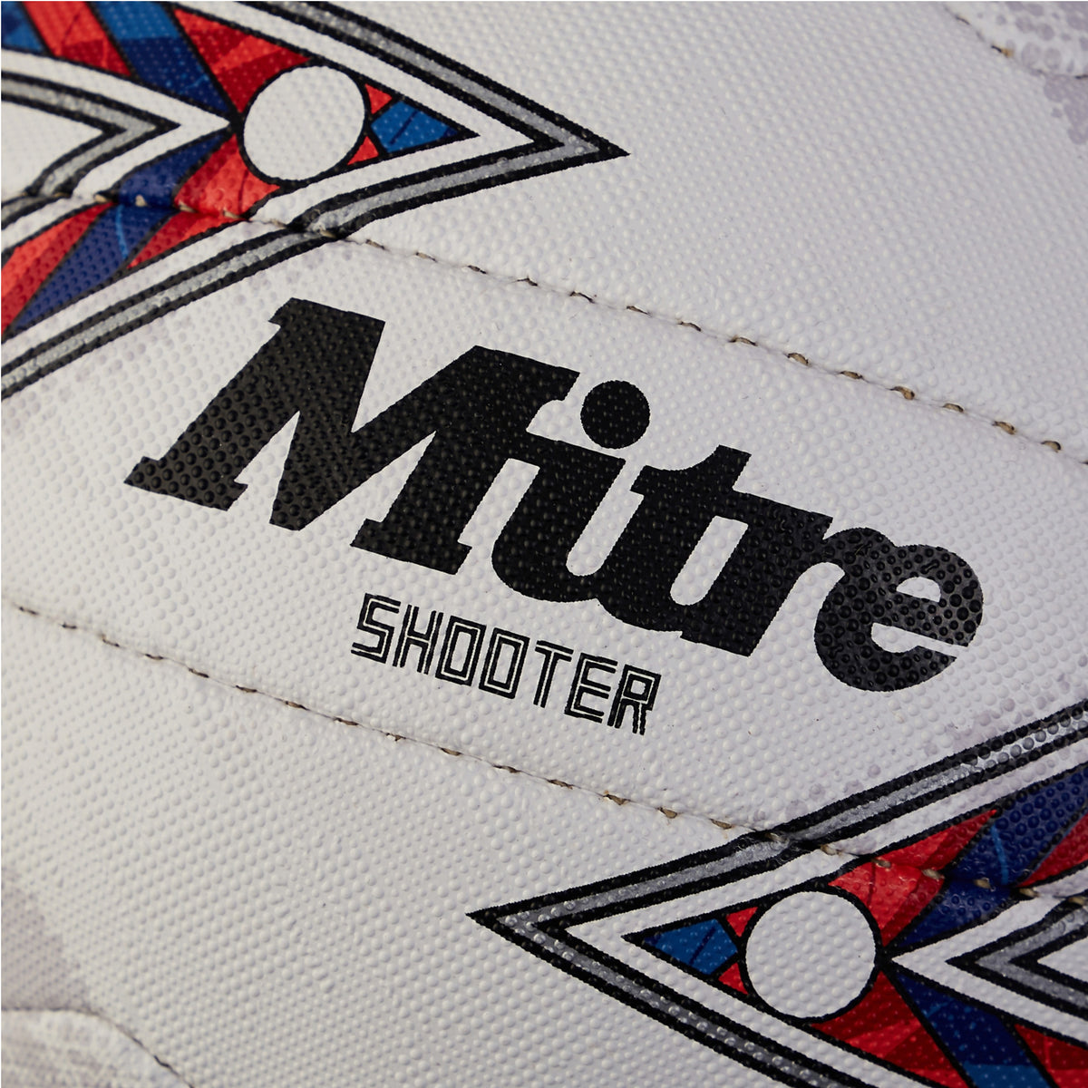 Mitre Shooter F18P Netball: White/Red/Blue - 5