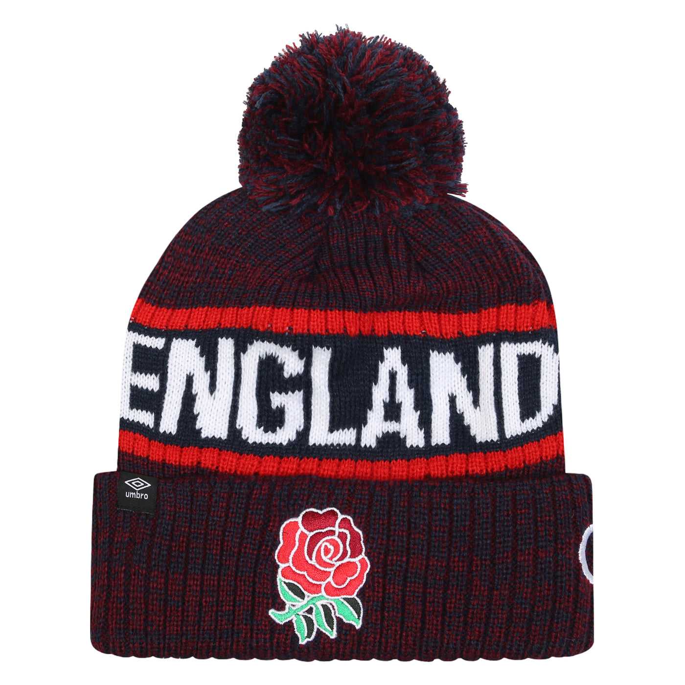 Umbro England Rugby Bobble Hat : Tibetan Red/Navy