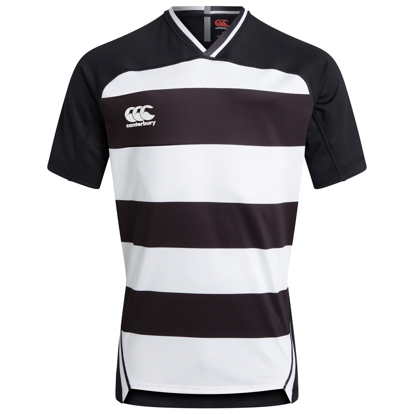 Canterbury Junior Vapodri Hooped Evader Jersey: Black/White