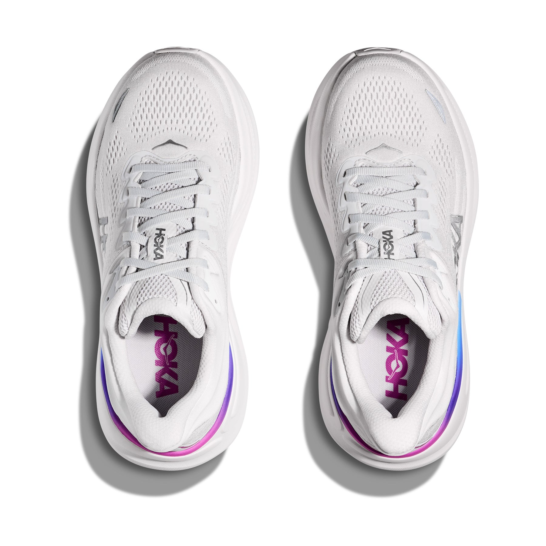 Hoka Bondi 9 Women's Running Shoes: Cosmic Grey/White