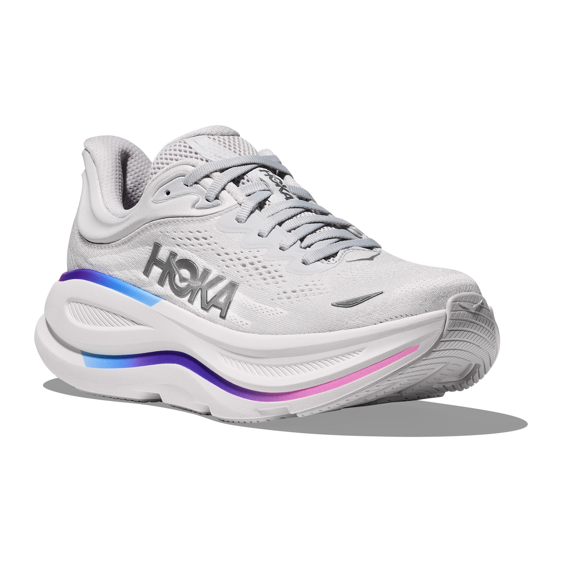 Hoka Bondi 9 Women's Running Shoes: Cosmic Grey/White