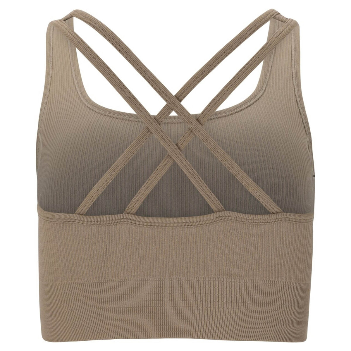Athlecia Aideny Womens Seamless Rib Bra Top: Desert Taupe