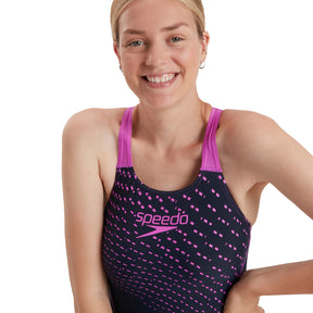Speedo Women's Medley Logo Medalist Swimsuit: Navy/Pink