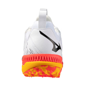 Mizuno Wave Panthera 2 Astro Hockey Shoes: White/Fiery Coral/Citrus