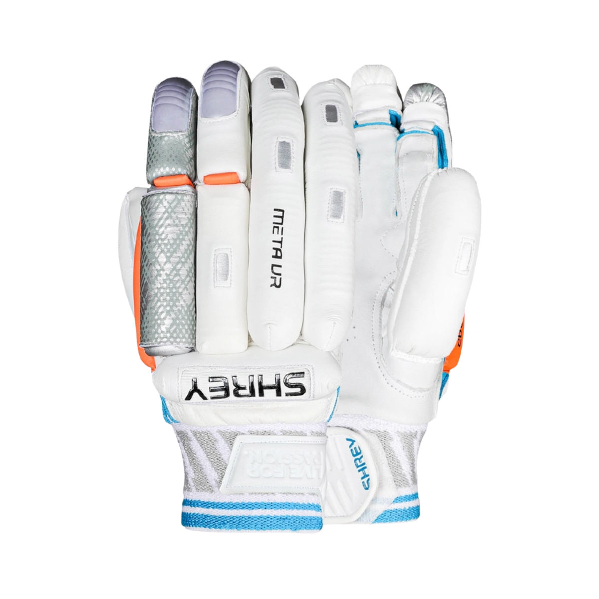 Shrey Meta VR Cricket Batting Gloves: White/Turquoise
