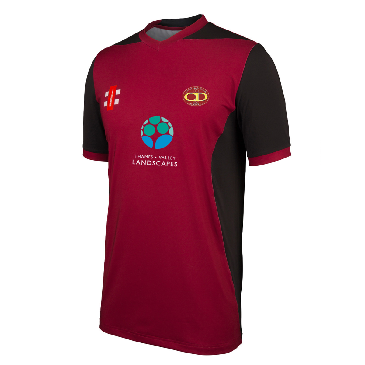 Cookham Dean CC Mens T20 Short Sleeve Shirt: Maroon/Black