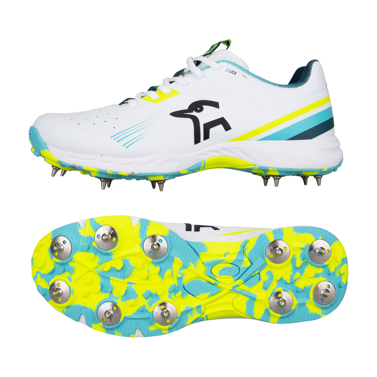 Kookaburra KC 3.0 Spike Senior Cricket Shoes 25/2026: Aqua/Yellow