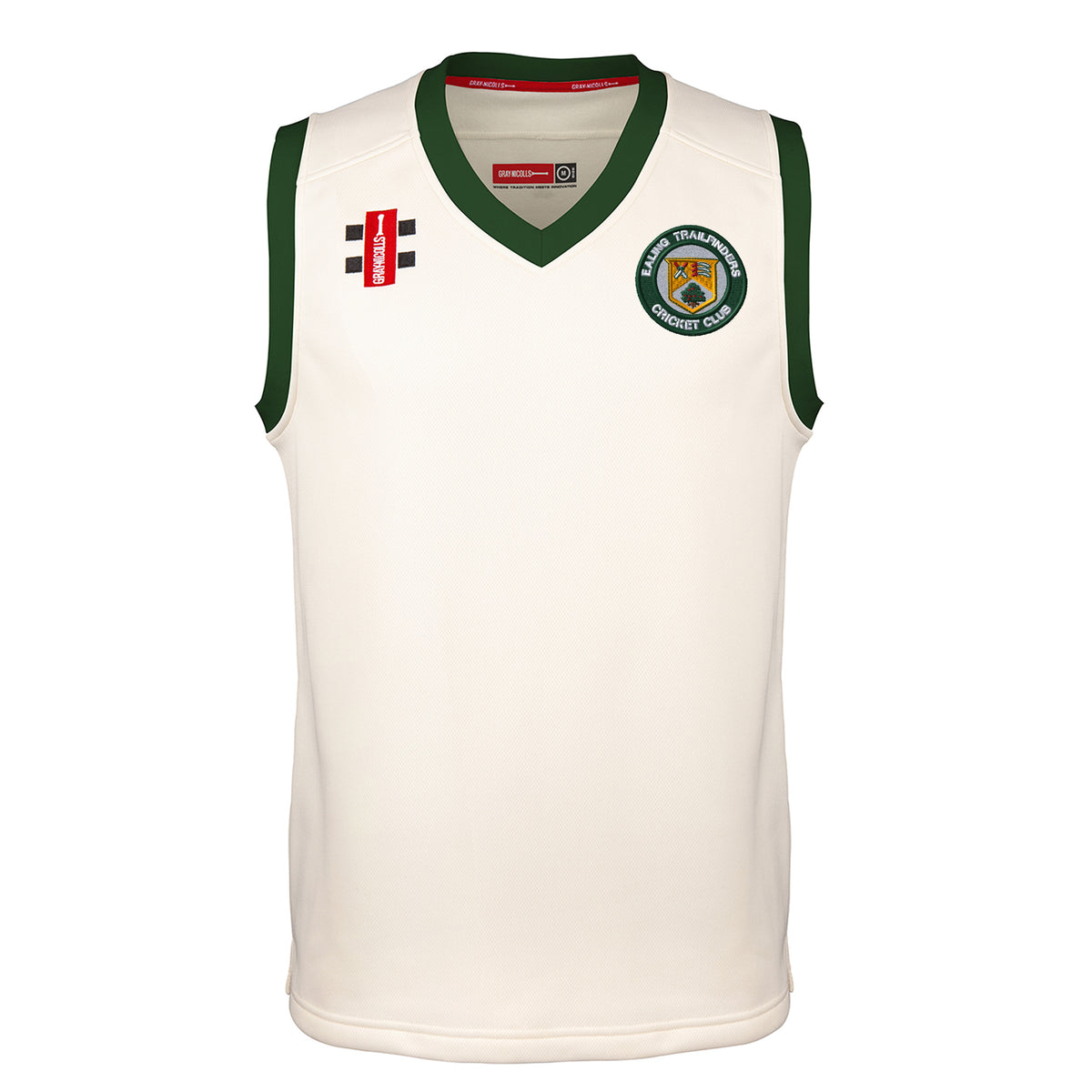 Ealing Trailfinders CC Slipover: Ivory/Green
