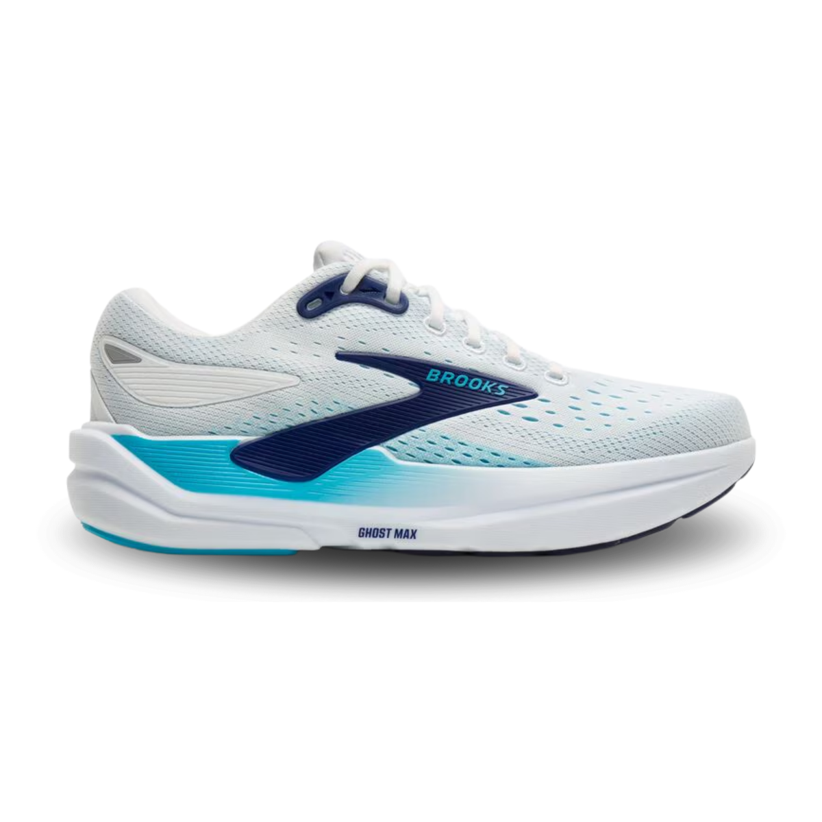 Brooks Ghost Max 3 Mens Running Shoes: Bright White/Beacon Blue/Teal
