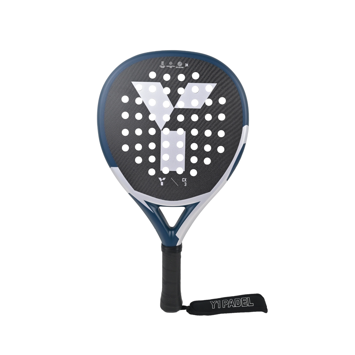 Y1 CX3 Padel Racket: Navy/Metallic