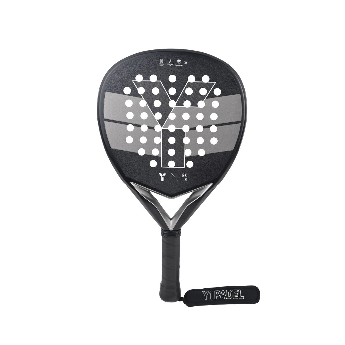 Y1 RX3 Padel Racket: Black/Grey