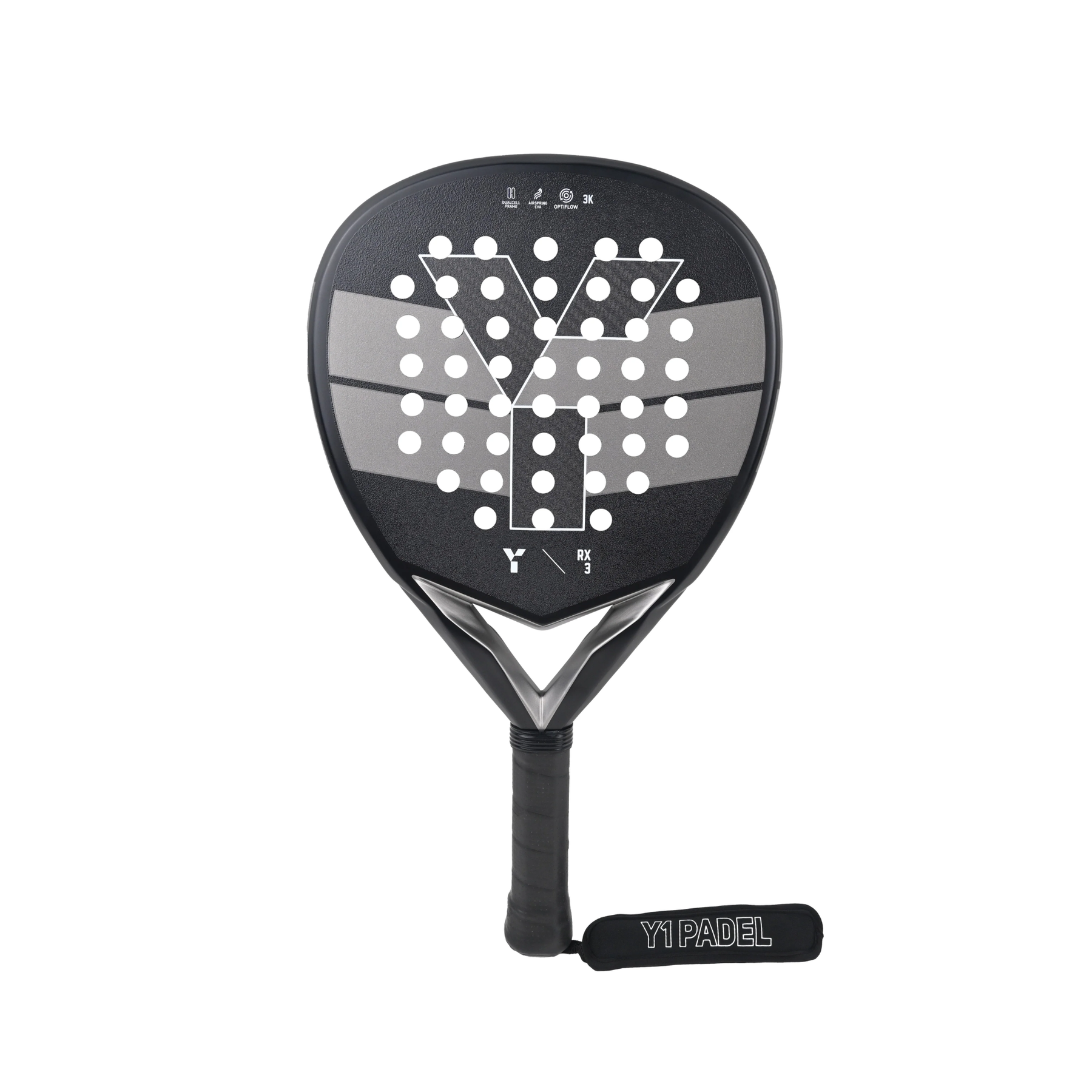 Y1 RX3 Padel Racket: Black/Grey