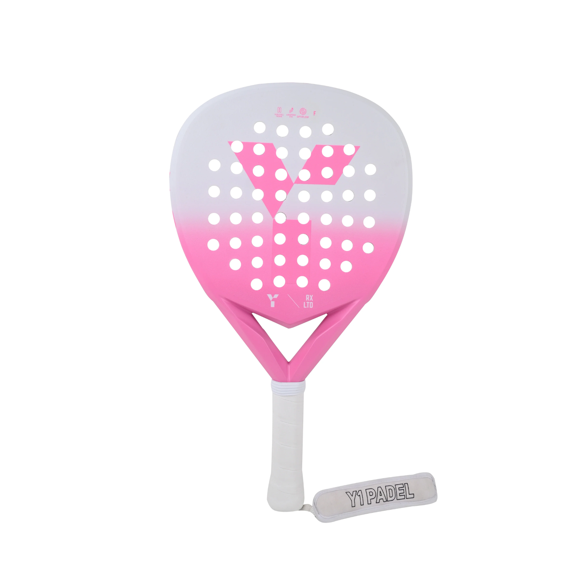 Y1 RX LTD Padel Racket: Pink/White