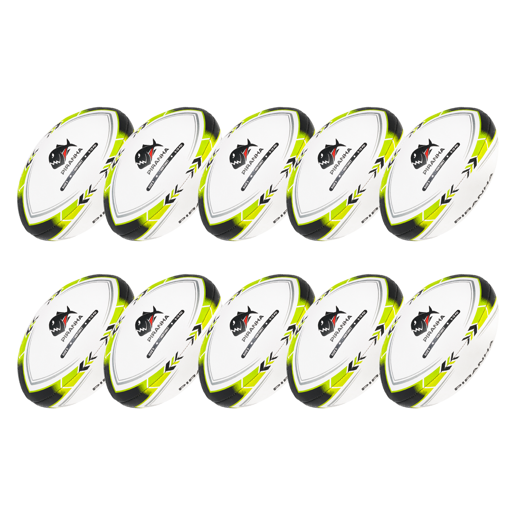 Piranha Instinct Rugby Ball (Pack of 10)