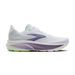 Brooks Ghost 18 Womens Running Shoes: White/Purple Hebe/Green