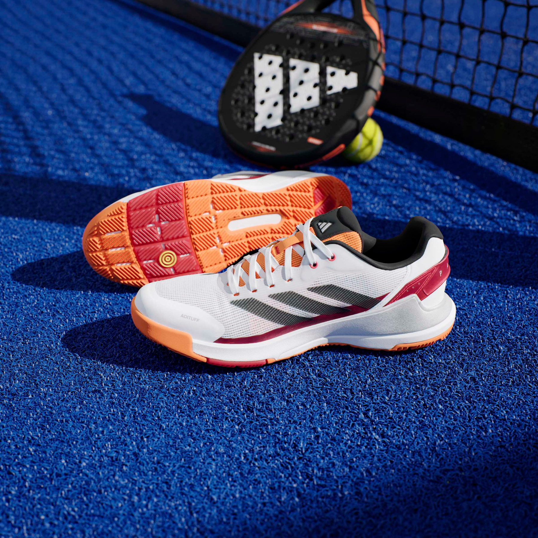 Adidas Crazyquick LS Men's Padel Shoes: White/Orange