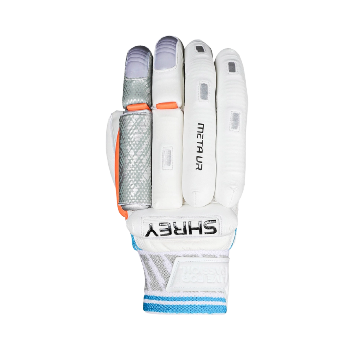Shrey Meta VR Cricket Batting Gloves: White/Turquoise