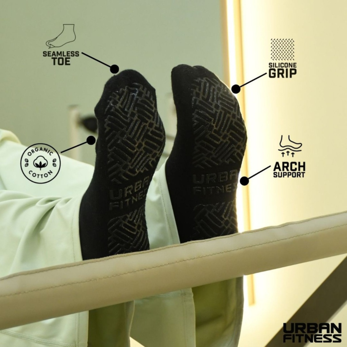 Urban Fitness Low Rise Grip Socks: Black