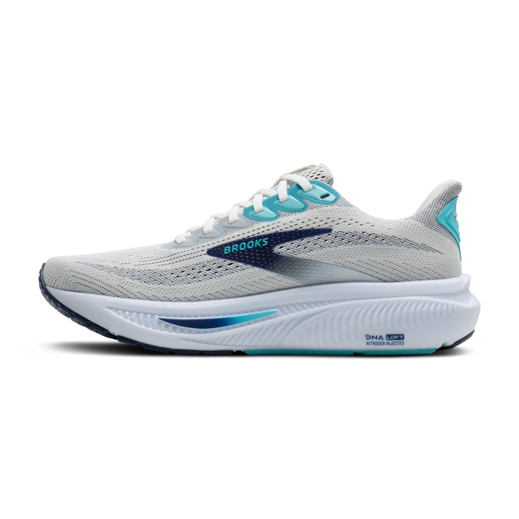 Brooks Ghost 17 Mens Running Shoes: White/Beacon Blue/Ipanema