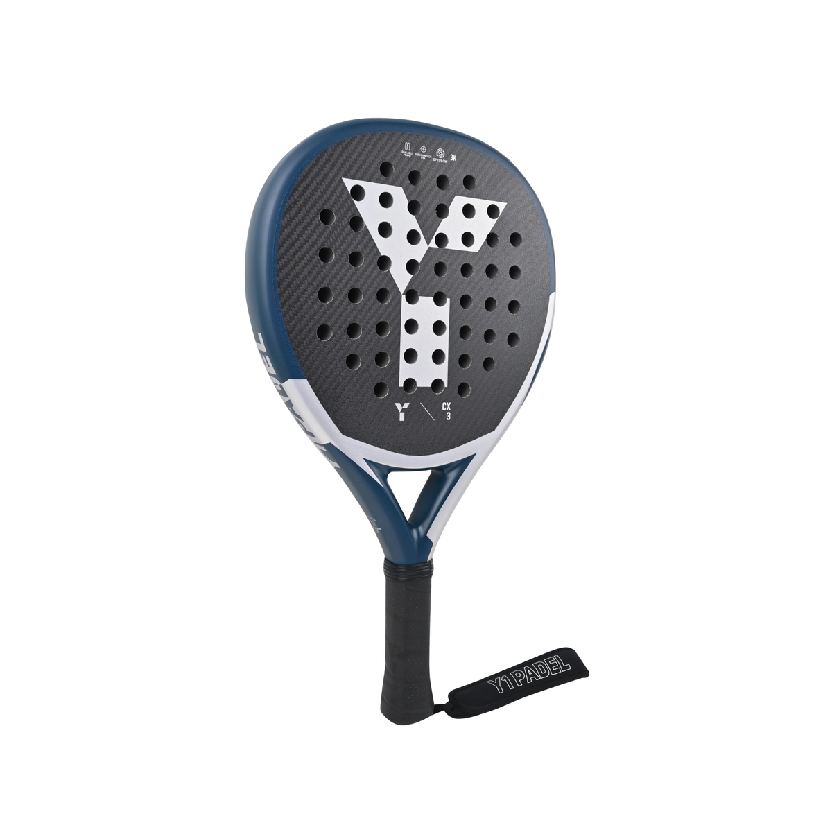 Y1 CX3 Padel Racket: Navy/Metallic