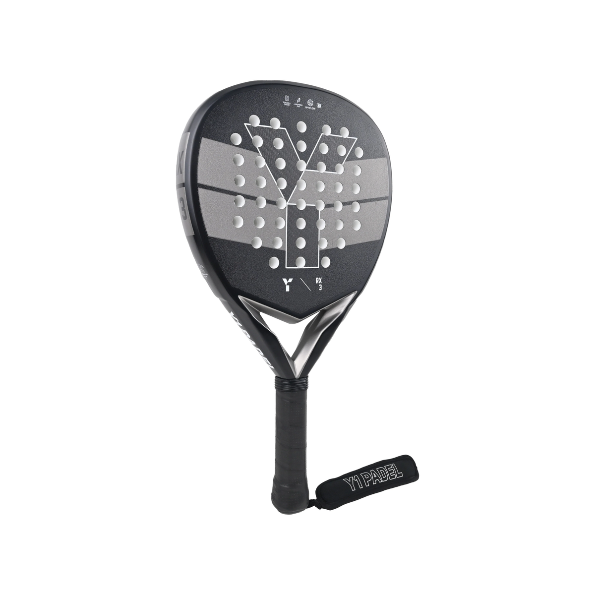 Y1 RX3 Padel Racket: Black/Grey